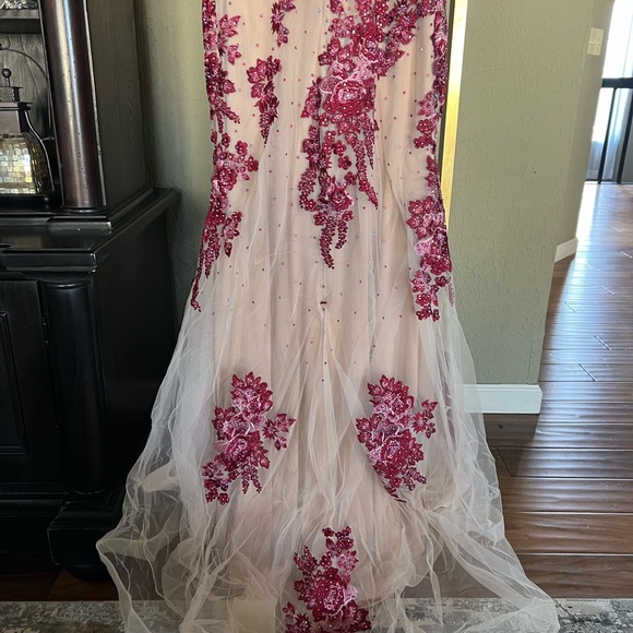 One of a kind red rhinestone prom gown!! - Picture 6 of 9